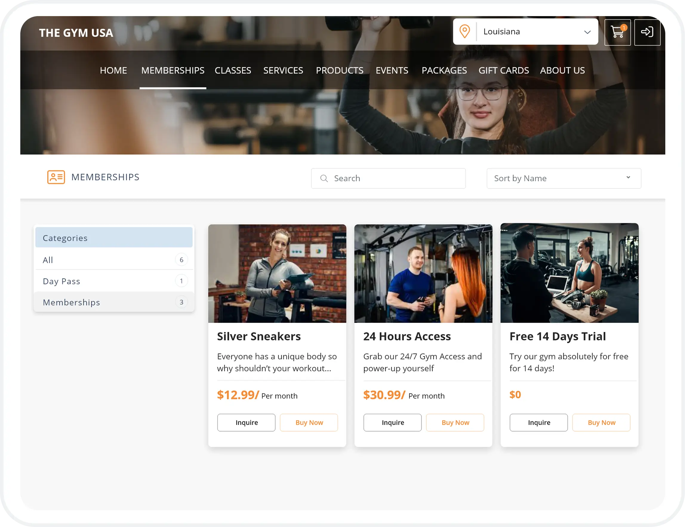 Gym Software with memberships and packages
